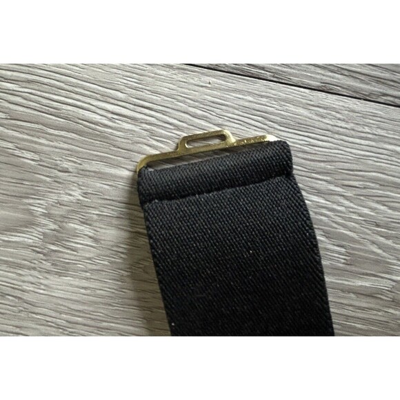 Vintage Womens Wide Elastic Belt Black Gold 80s Mobwife 15”-18” Unbranded - Picture 4 of 6